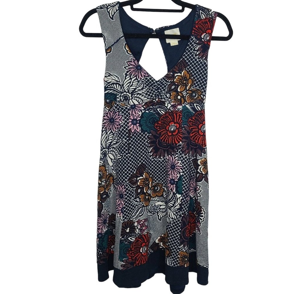 Anthropologie Maeve Dress Womens Size XS Blue Floral  Sleeveless A Line Ladies